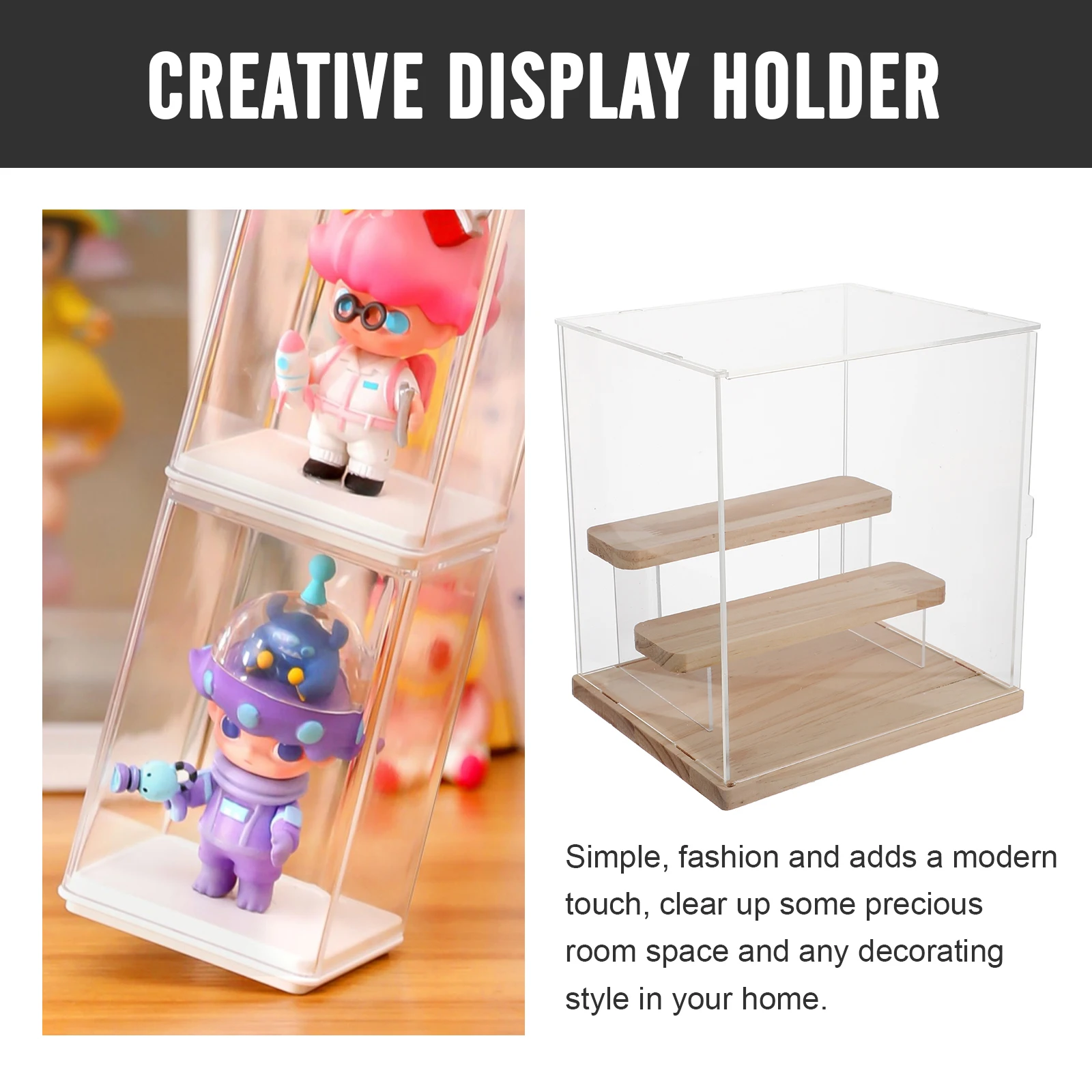 

Three Tier Display Box for Figures Simple Desktop Accessories Dustproof Storage Case ganize Decor Style