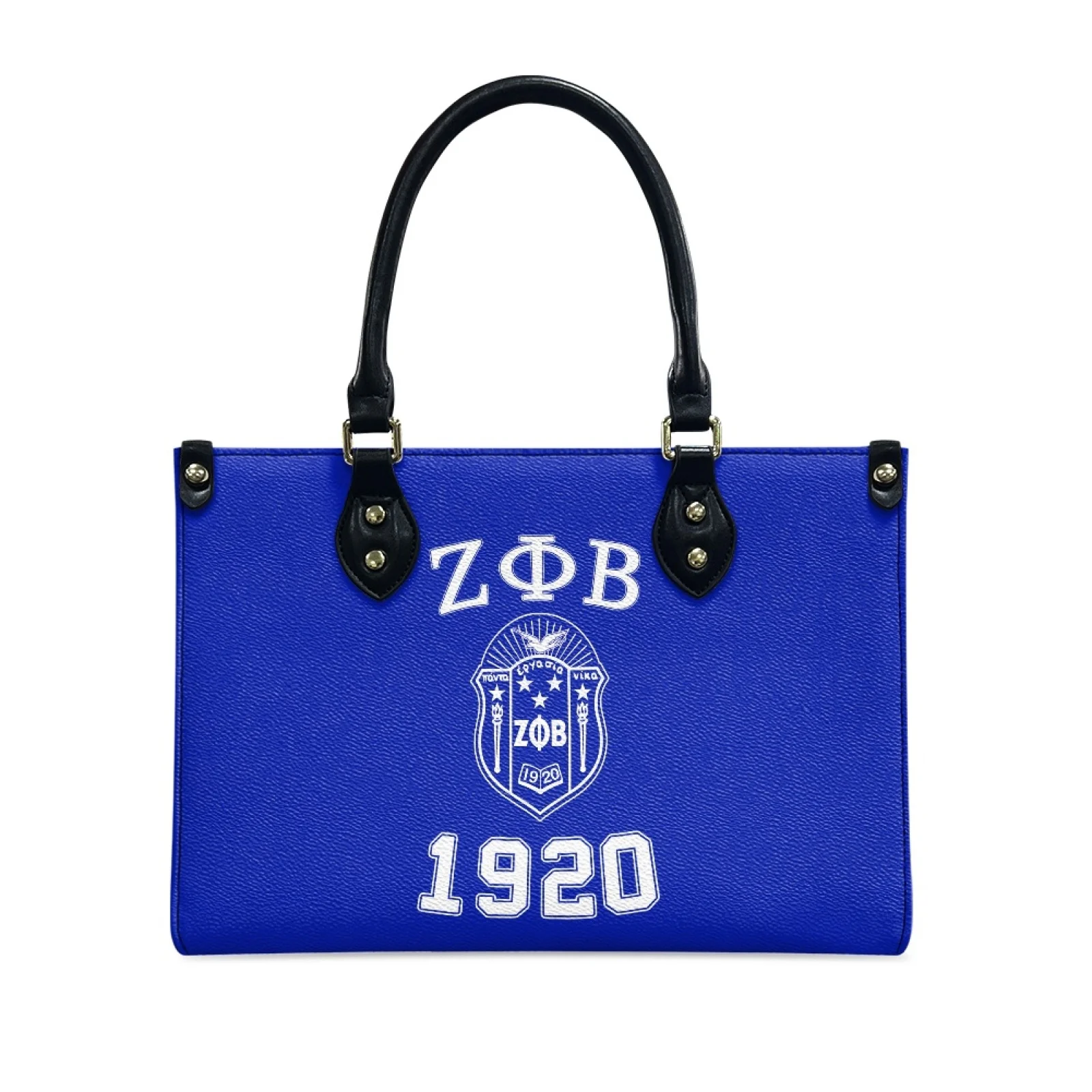 Personalized Customized Name Sorority Gift Zeta Phi Beta Print Luxury PU Leather Women Handbags Drop Shipping POD Totes  Bolsas