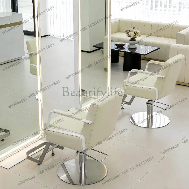LSLuxury Trendy Barber Chairs Modern Display Design Comfortable Barber Chairs Nordic Aesthetic Vintage Sillas Salon Furniture 5