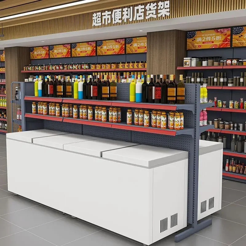 Supermarket refrigerator ice cream shelf freezer beverage multi-layer display rack