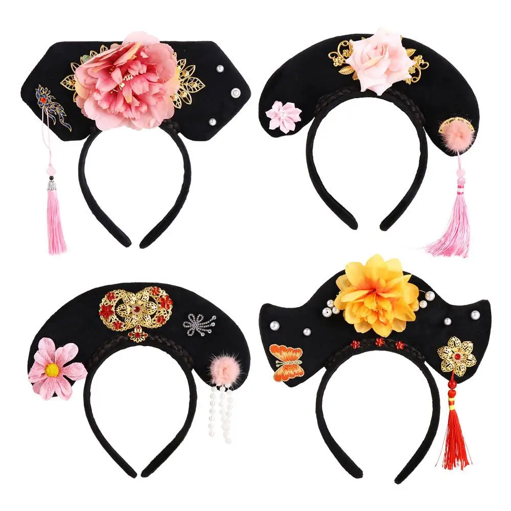 Headhoop ดอกไม้มุกจีนโบราณ Headdress Hanfu ผม Hoop โบราณสไตล์ Headwear สไตล์จีน Headwear โบราณแถบคาดศีรษะ