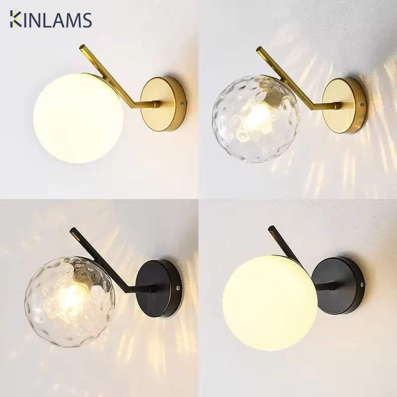 

Glass Wall Lamp Modern Nordic Sconce Light Fixtures Living Room Bedroom Bedside Bathroom Aisle Indoor Home Decoration Lights