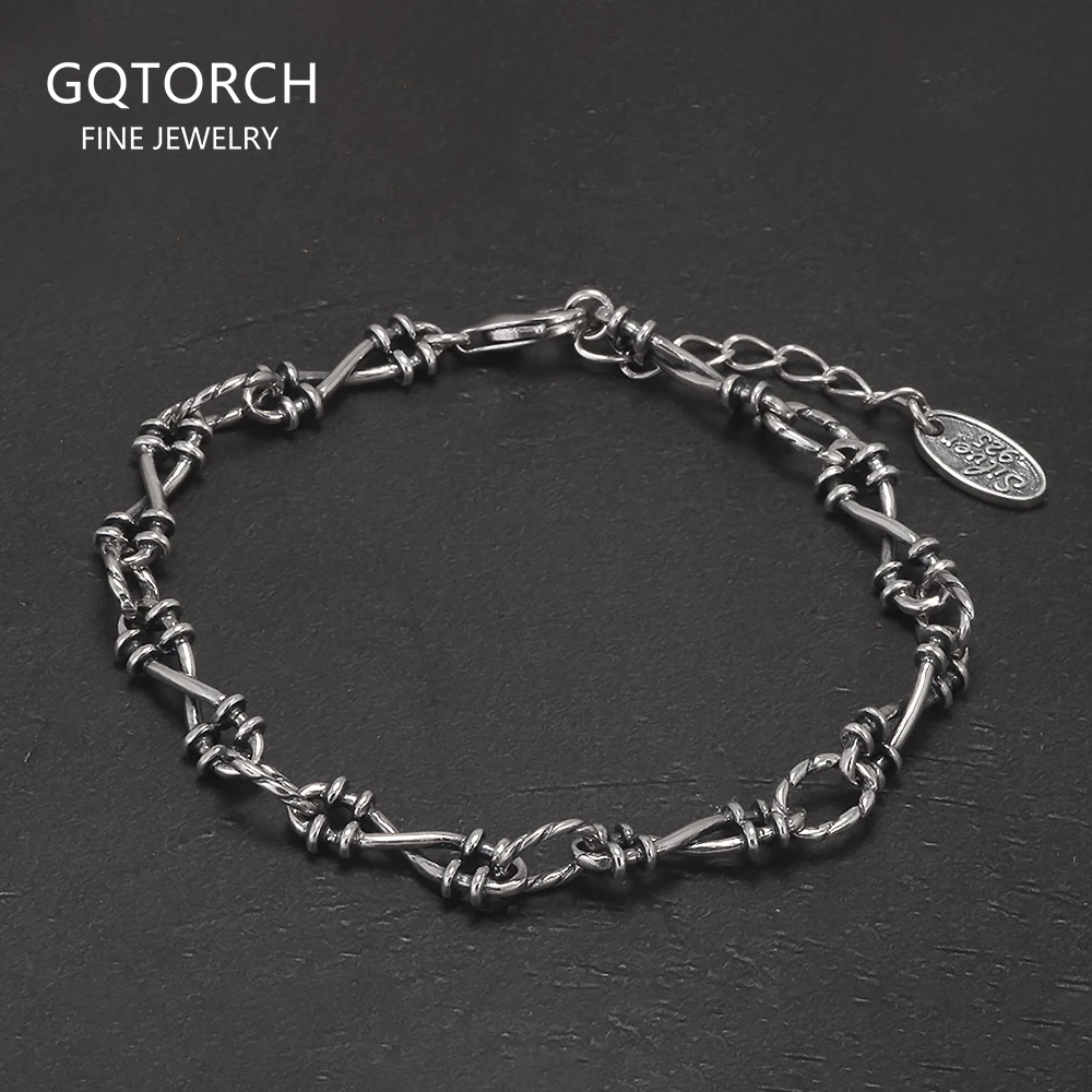 

Стерлингового Серебра 925 пробы, готический браслет с шипами для мужчин и женщин, панк, хип-хоп, винтажный браслет-цепочка 6 мм, стильный ювелирный подарок
