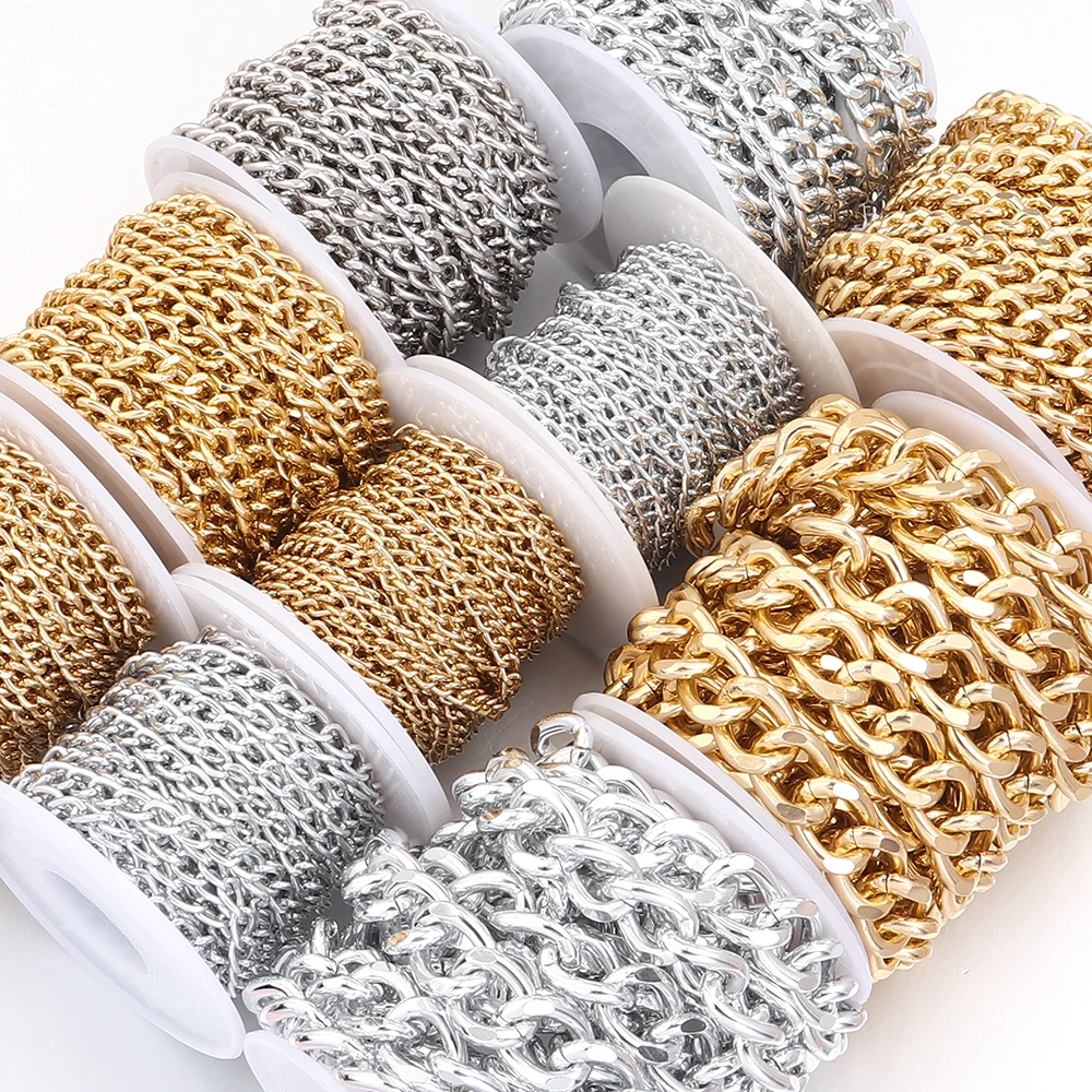 5 Yards/Rolle Metall Aluminium O-förmige Ketten gedrehte Kette Bulk Kette für Schmuckherstellung Armband Halskette Tasche Kette Zubehör – Detail 5