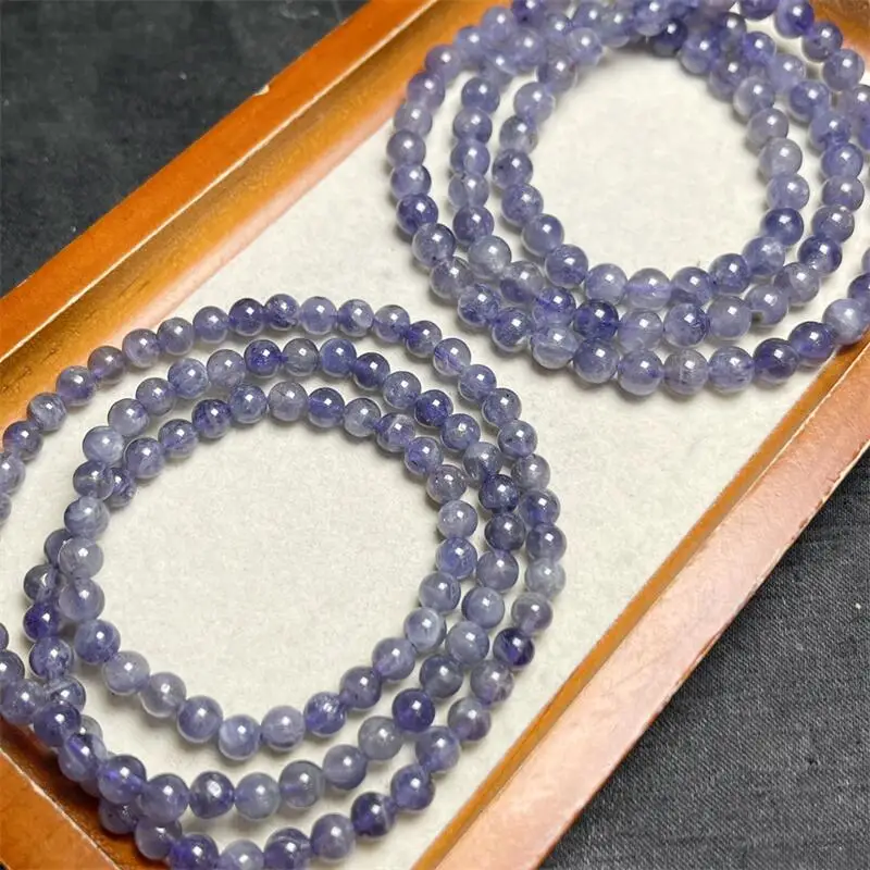 

Natural Iolite Triple Circle Bracelet Fashion Gemstone Crystal Jewelry For Women Healing Bohemia Gift 1PCS 5/6MM