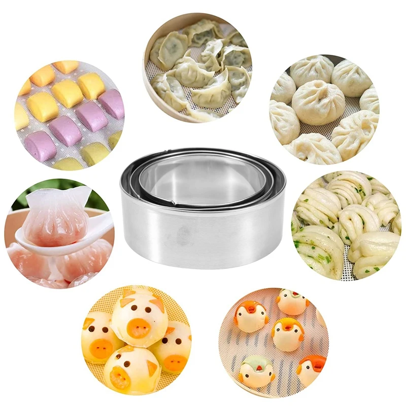 Dumplings Maker 8 Pcs, Press Mold Set And Cutter For Chinese Wonton, Gyoza Skin Tools