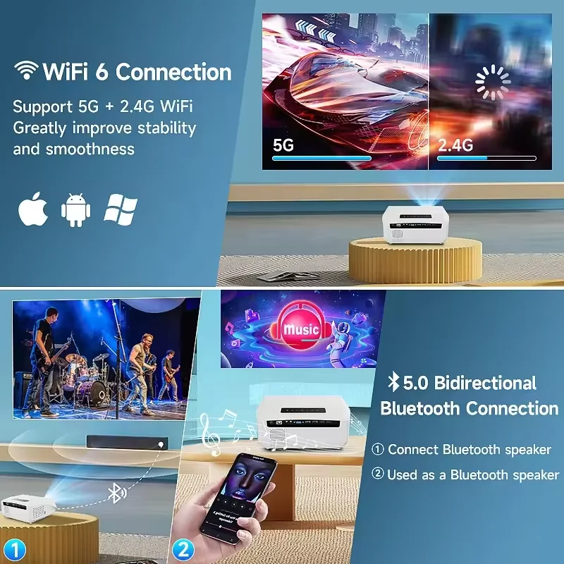 New A10P Projector 1080P Native Wifi Multi-Screen Led Smart Android Wifi 4k Portable Projector for Meeting Home Theater