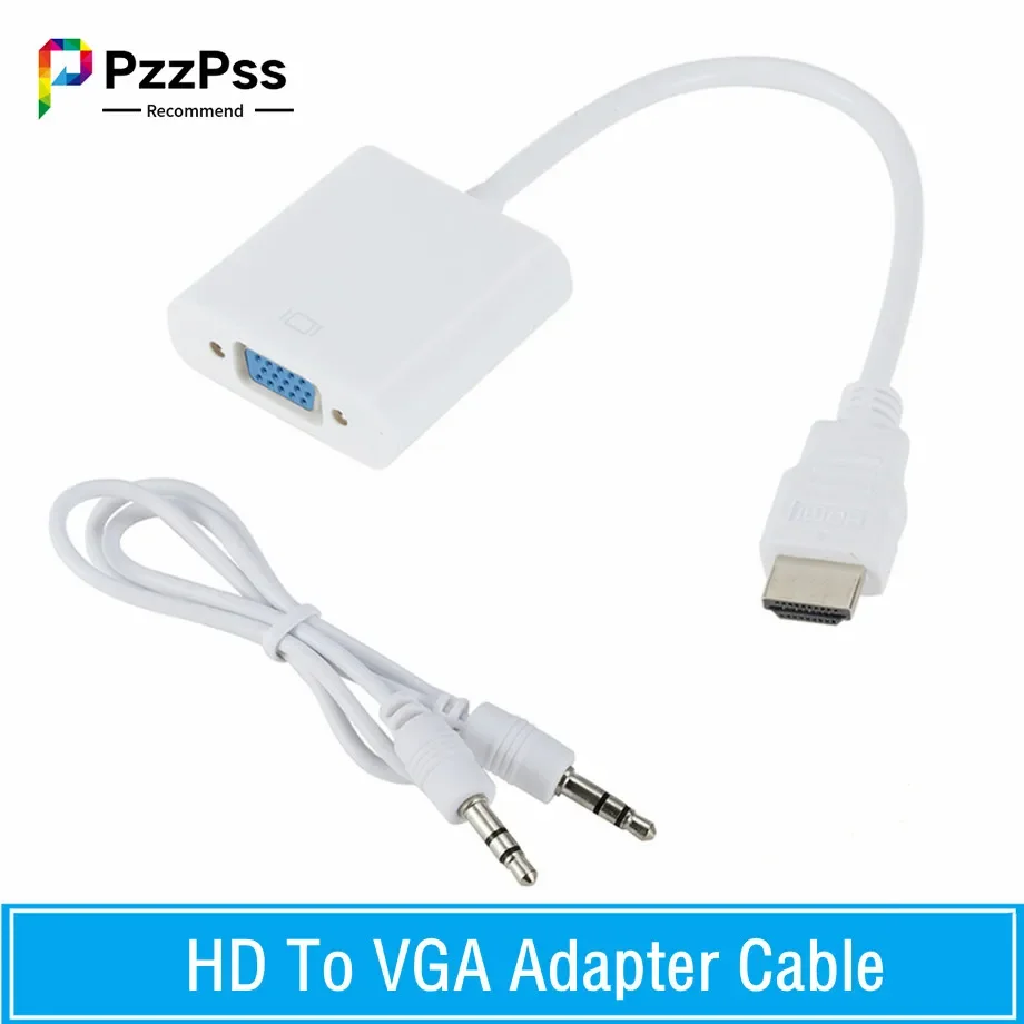 HDMI-kompatybilny z kabel adaptera VGA konwerterem męskim na Famale 1080P VGA Jack 3.5 przewód AUX zasilania USB do komputera projektor do laptopa