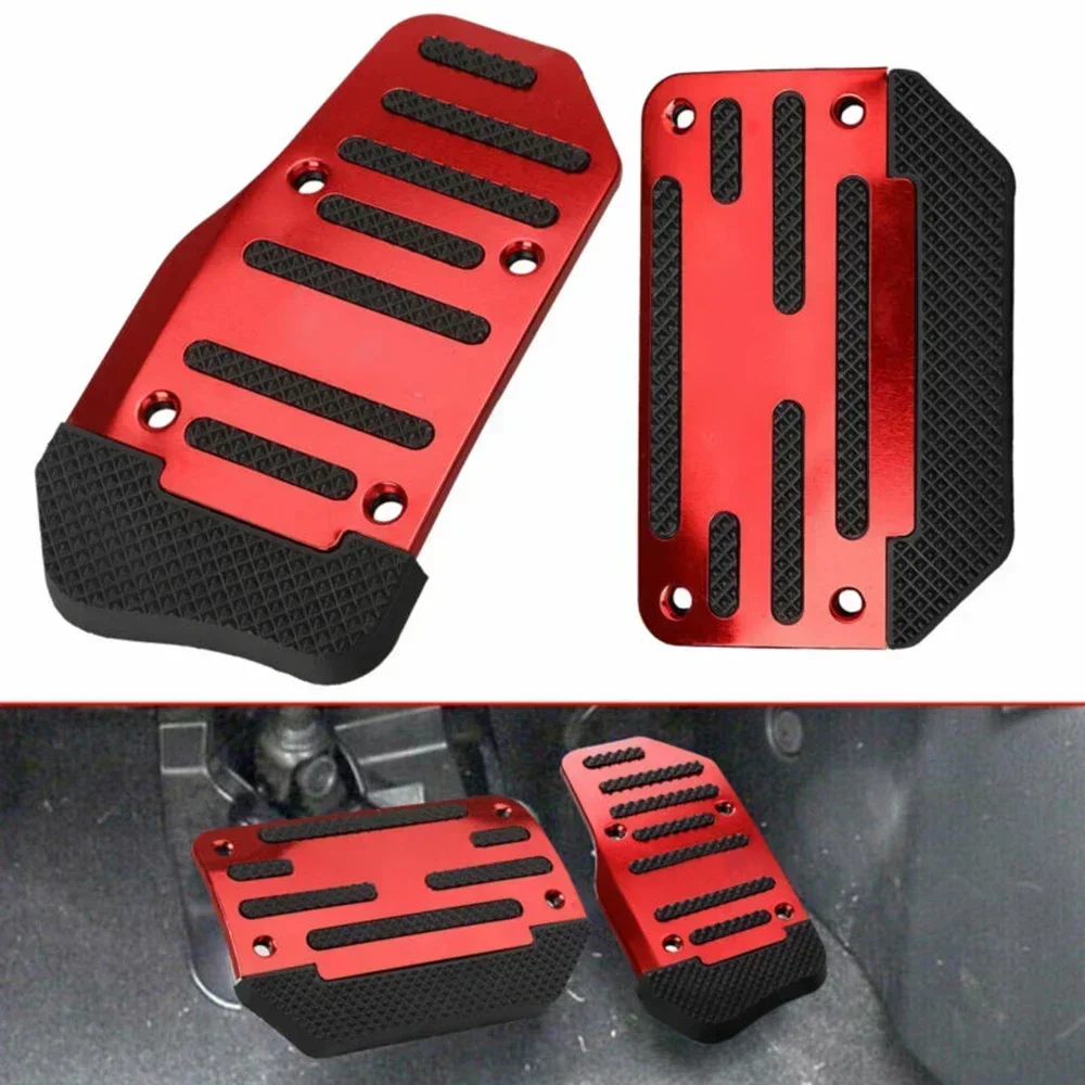 2PCS Universal Non-Slip Aluminum  Transmission Car Pedal Cover Set Kit Pedali Red/Blue/Silver Car Accessories