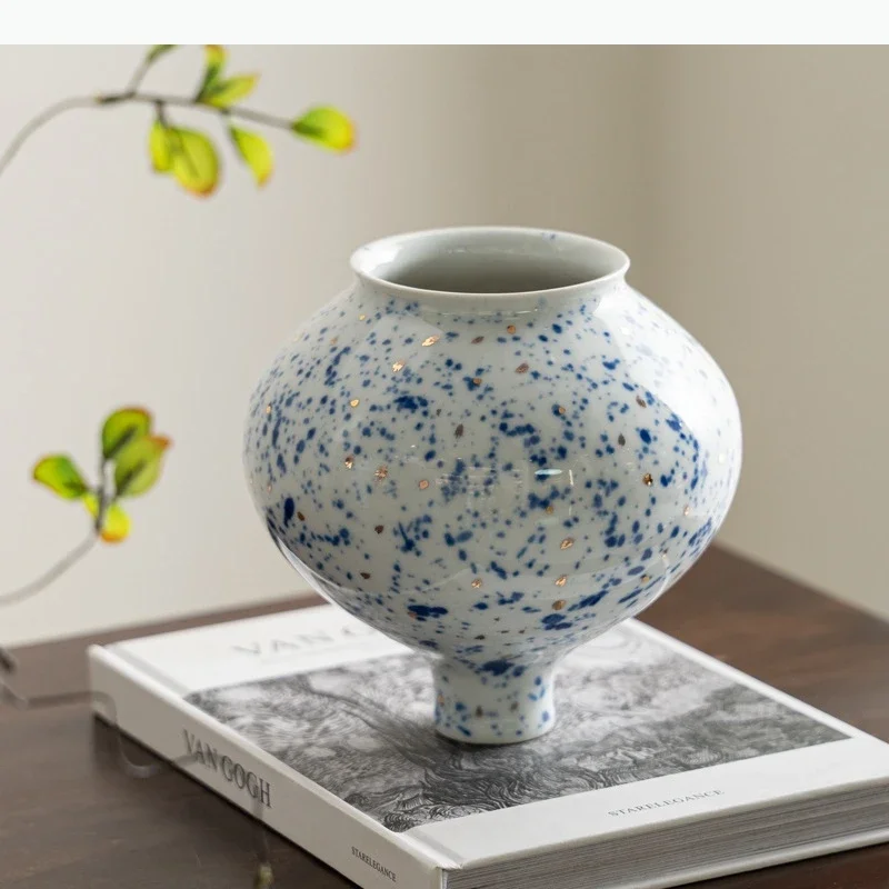 Gilded Blue and White Porcelain Vase Classics Plant Pots Table Decoration Flowers Arrangement Floral Vases Room Aesthetic Decor