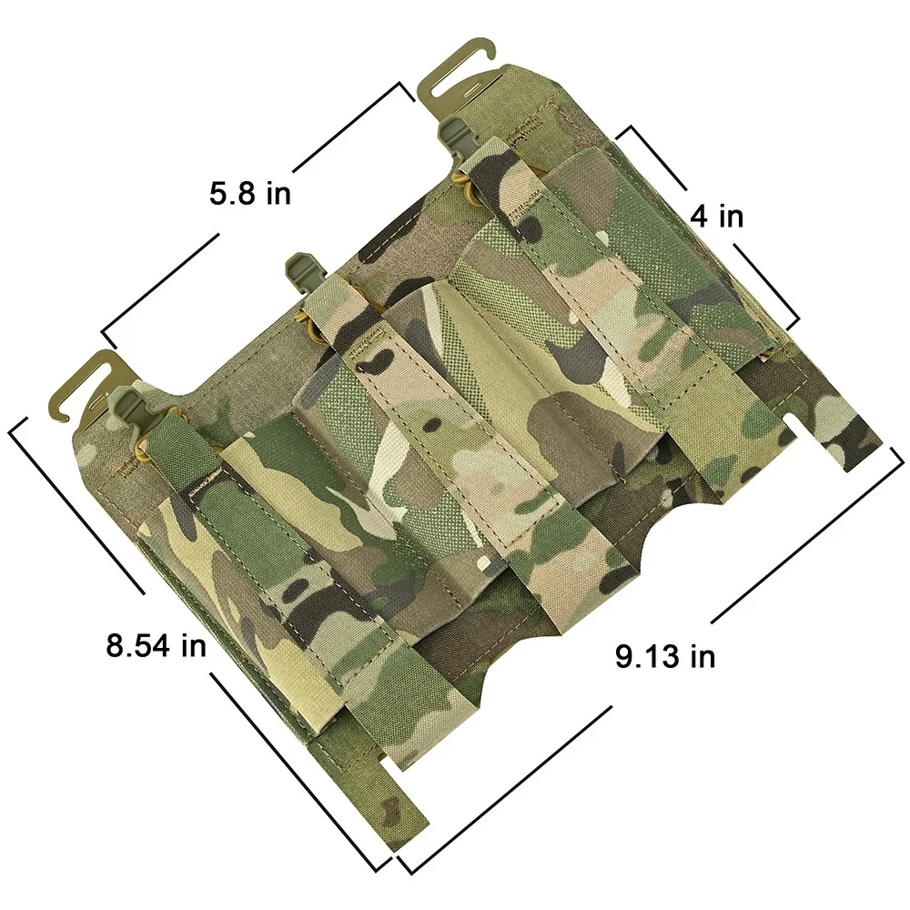 Triple Mag Pouch Front Placard Tactifans Elastic 5.56 7.62 Rifle Magazine Pouch G Hook 2 Webbing Buckle Kit for Tactical Vest