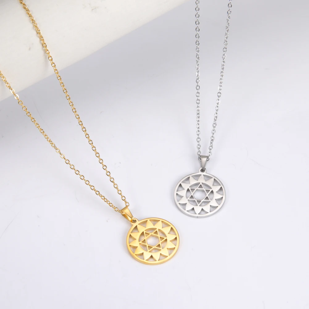 Dawapara Seven Chakras Symbol Pendants Stainless Steel Meditation Amulet Healing Spiritual Jewelry