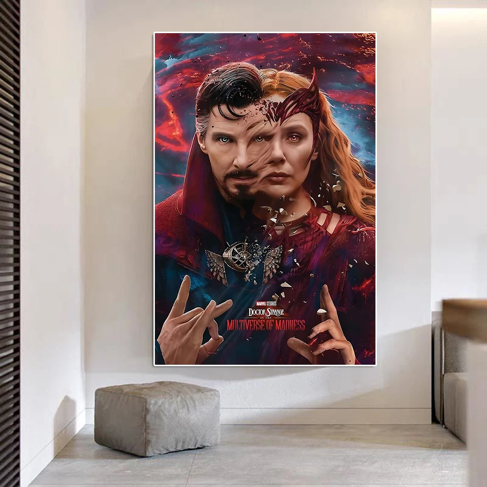 Disney Avengers Doctor Strange In The Multiverse Of Madness Movie Poster Superhero Scarlet Witch Canvas Painting Wall Art Decor