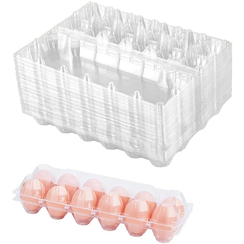 60 Pack Plastic Egg Cartons Cheap Bulk One Dozen Clear Empty Egg Cartons For Chicken Eggs