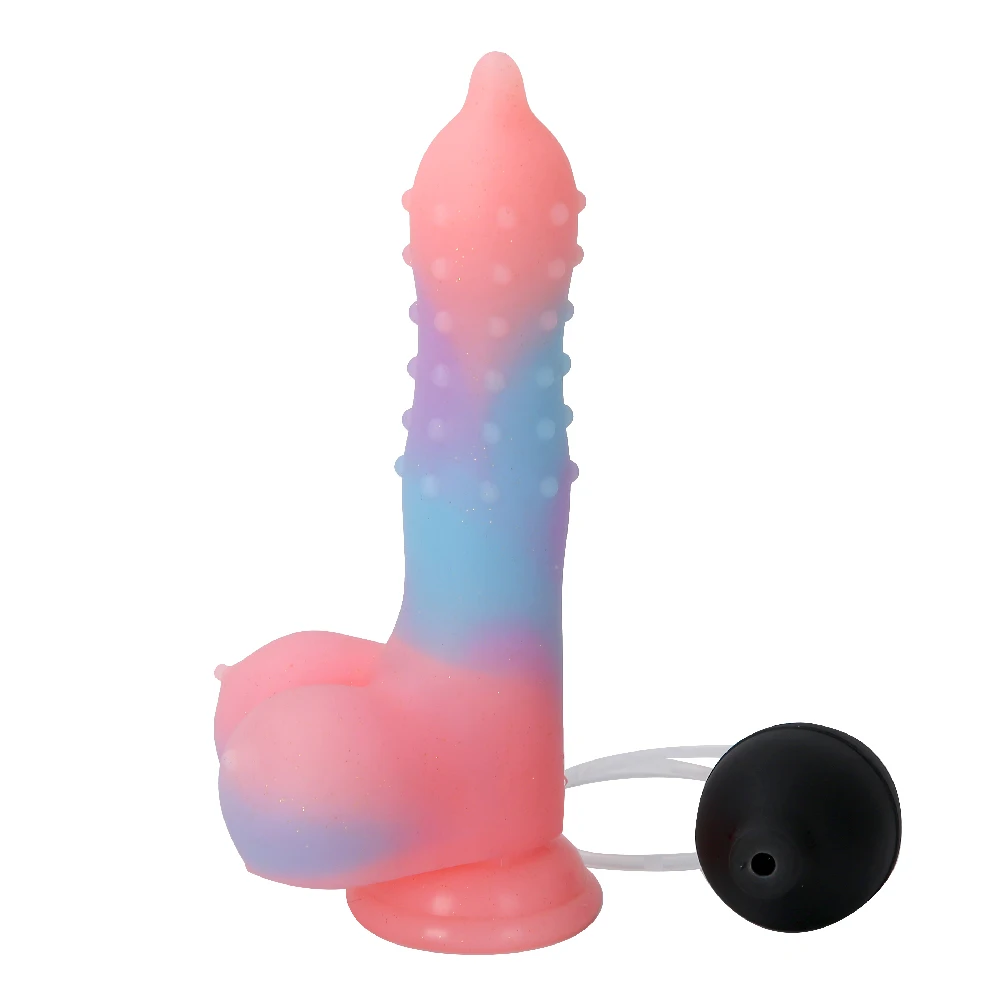 Luminous Liquid Silicone Ejaculating Dildos Realistic Penis Spraying Dick With Suction Cup Anal Plug Adult Sex Products For Wome