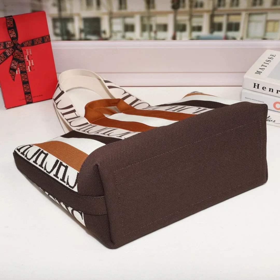 Sac fourre-tout pour femmes, Design à rayures simples, sac à bandoulière avec lettres imprimées, grande capacité, Style de banlieue classique pour dames