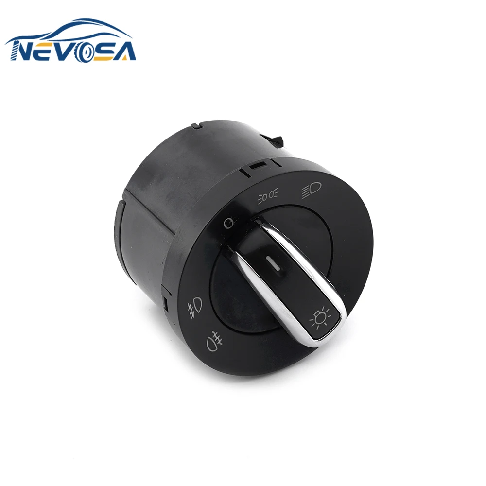 5ND941431A Chrome Car Headlight Switch Fog Lamp Light For VW Golf 5 6 Passat B6 Amarok ALHAMBRA Control Key Button Knob 10Pins