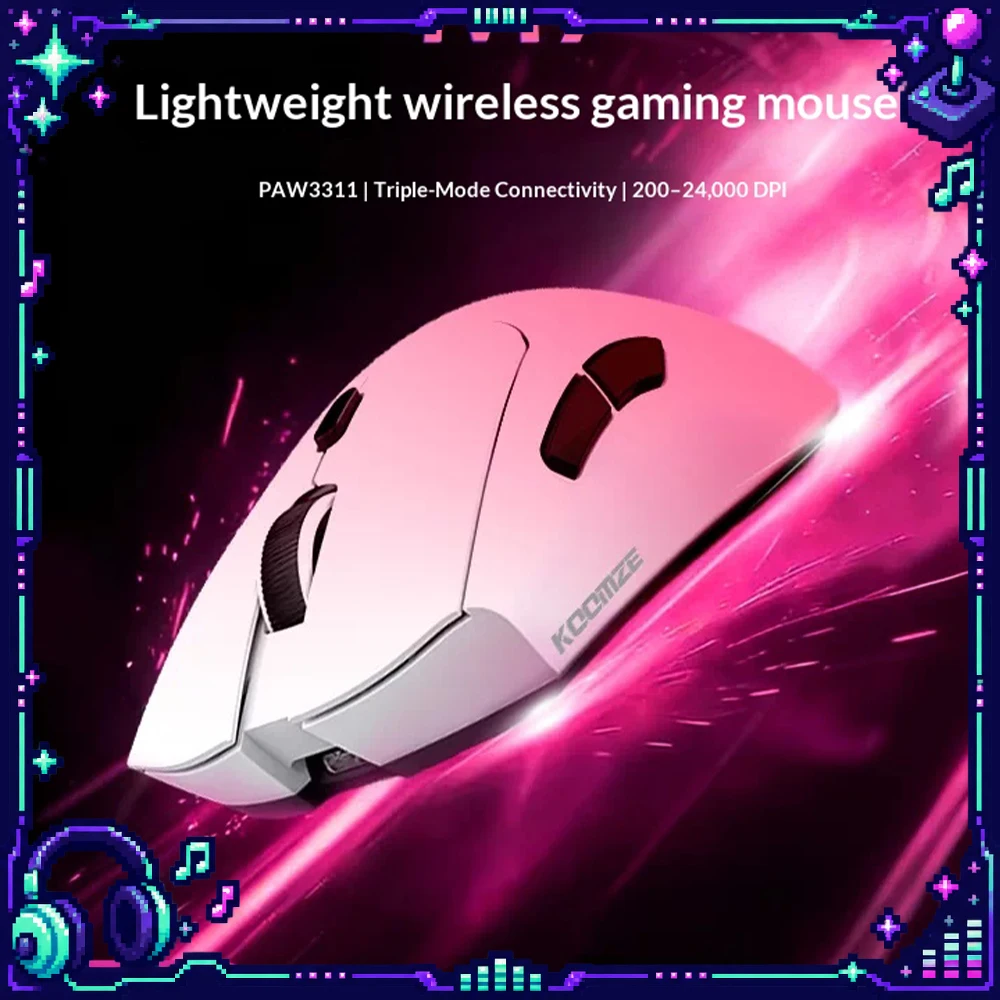 KOOMZE M7 Wireless Lightweight Gaming Mouse Three Mode 24000DPI 500mAh PAW3311 Ergonomic Mouse For Laptop Pc multi Color Options