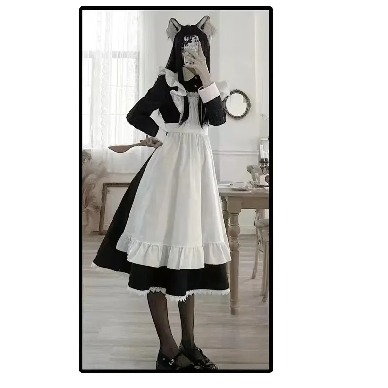 silisili AWomen's Classic Lolita Maid Dress Vintage Inspired Women's Outfits Cosplay Anime Girl Black Long Sleeve Dr 2025 ☆ New