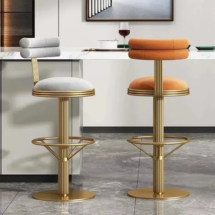 

Italian Luxury High-Stool Bar Chair Modern Simple Design Stainless Steel Island Chair Outdoor Hotels Home Bars Exteriors Halls