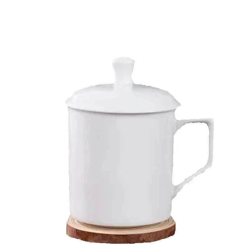 Conference Cup Tea Hotel Ceramic Pure White Medium Office Drinking With Lid