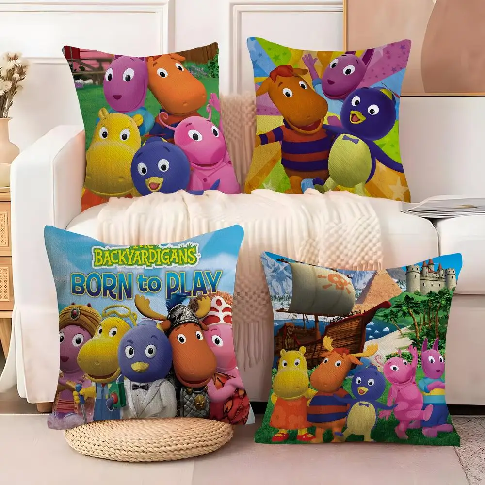 Cartoon T-The Backyardigans Cushion Cover  Plush Fabric Soft Double Sided Print Sofa Cushion Cover Throw Pillow Covers
