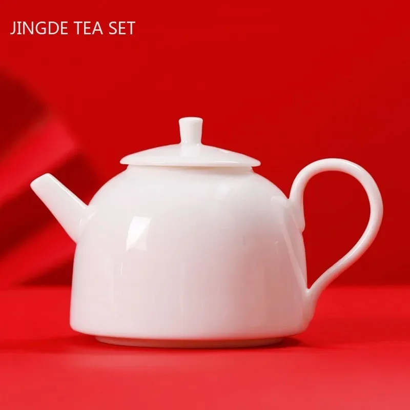 Boutique Sheep Fat Jade White Porcelain Teapot Ball Hole Filter Tea Maker Household Ceramic Beauty Tea Pot Customized Drinkware