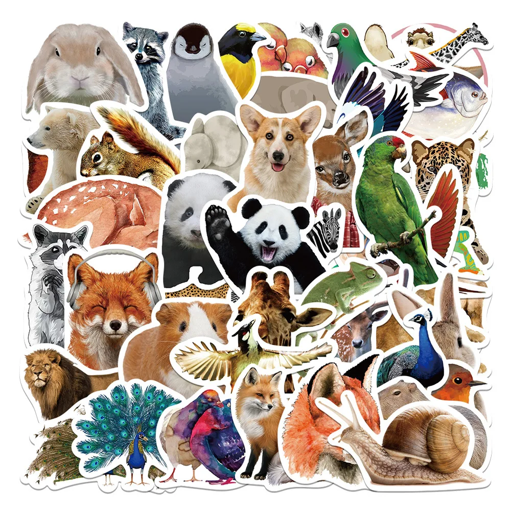50/100 Uds. Pegatinas de animales salvajes del zoológico de la selva para niños, niñas, pegatinas de pared para Baby Shower, cuaderno, botella de agua, equipaje, teléfono portátil