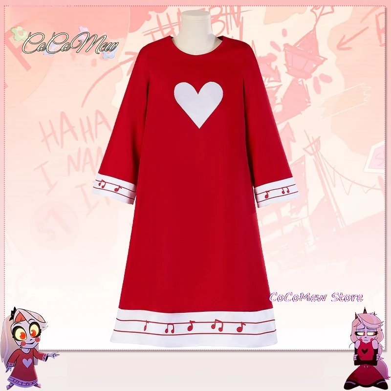 กระโปรงคอสเพลย์ชาร์ลีเดรสสีแดงคอเต่าของผู้หญิงเครื่องแต่งกายวันฮาโลวีนแฟนเกมอนิเมะเฮสบินกระโปรงเซ็กซี่ใช้ได้ทุกวัน