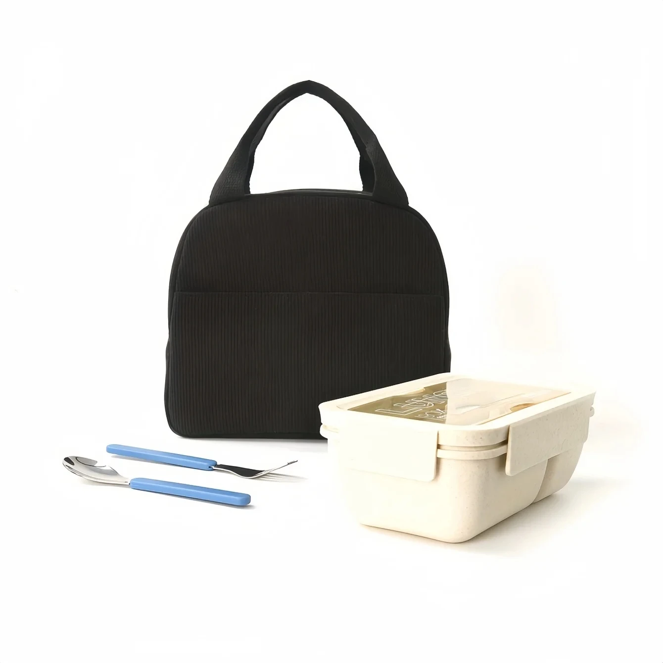 Wiederverwendbare Thermoisolierte Bento-Tasche mit Stickerei, Tragbare Cord-Lunch-Tasche für Kinder, Ideal für Schule/Reisen/Arbeitsreisen – Detail 5