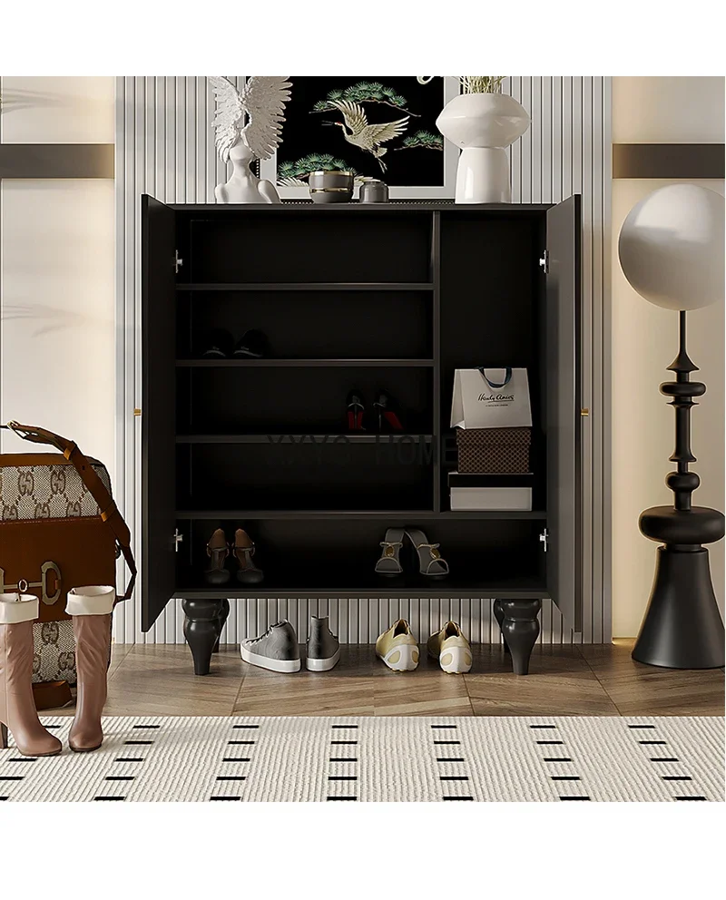Minimalist Cream Style Solid Wood Shoe Cabinet Home Home Wall Storage All-in-One Cabinet Living Room Meal Side Storage Cabinet