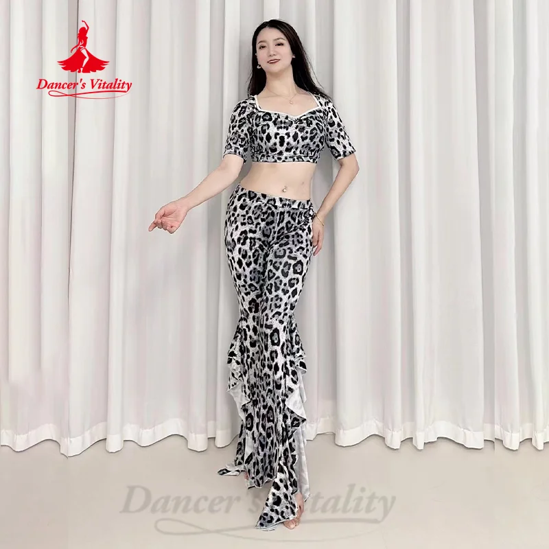 Belly Dancing Costume Suit Women\'s Customized Black Leopard Print Practice Clothes Set Adult BellyDance Oriental Dance Costumes