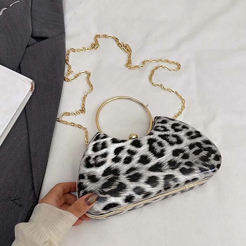 

Модная универсальная сумка с леопардовым принтом, водонепроницаемая, вместительная, женская ретро-сумка на цепочке, из полиэстера, стильная клатч-сумка для девушек, для работы.
