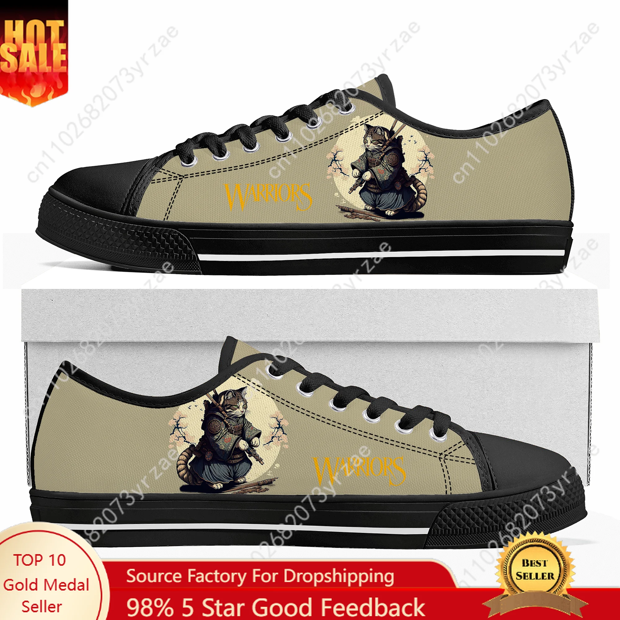 

Cat Warrior Low Top High Quality Sneakers Mens Womens Teenager Canvas Sneaker Casual Fashion Animation Shoe Custom Made Shoes