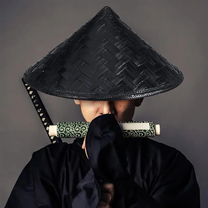 Cool Ninja Hat Bamboo Cowboy Hat For Unisex Japanese Samurai Hat Cosplay Costume Rice Farmer Samurai Party Accessories Cap Decor