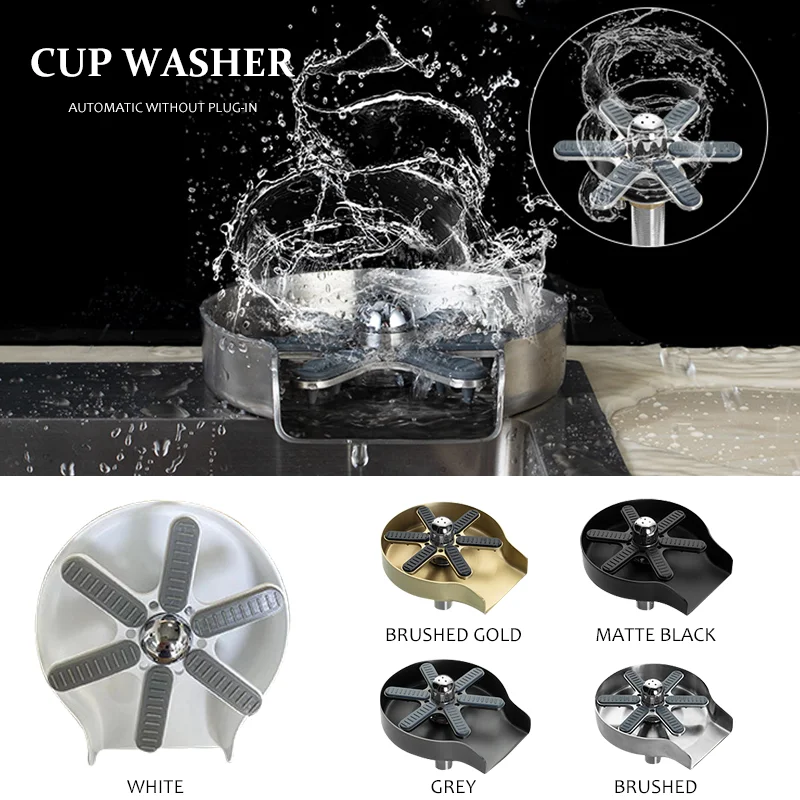 Automatic Rotating Glass Washer 360° Jet Nozzle Glass Rinse For Kitchen Sink Bar High Pressure Stainless Steel Glass Washer