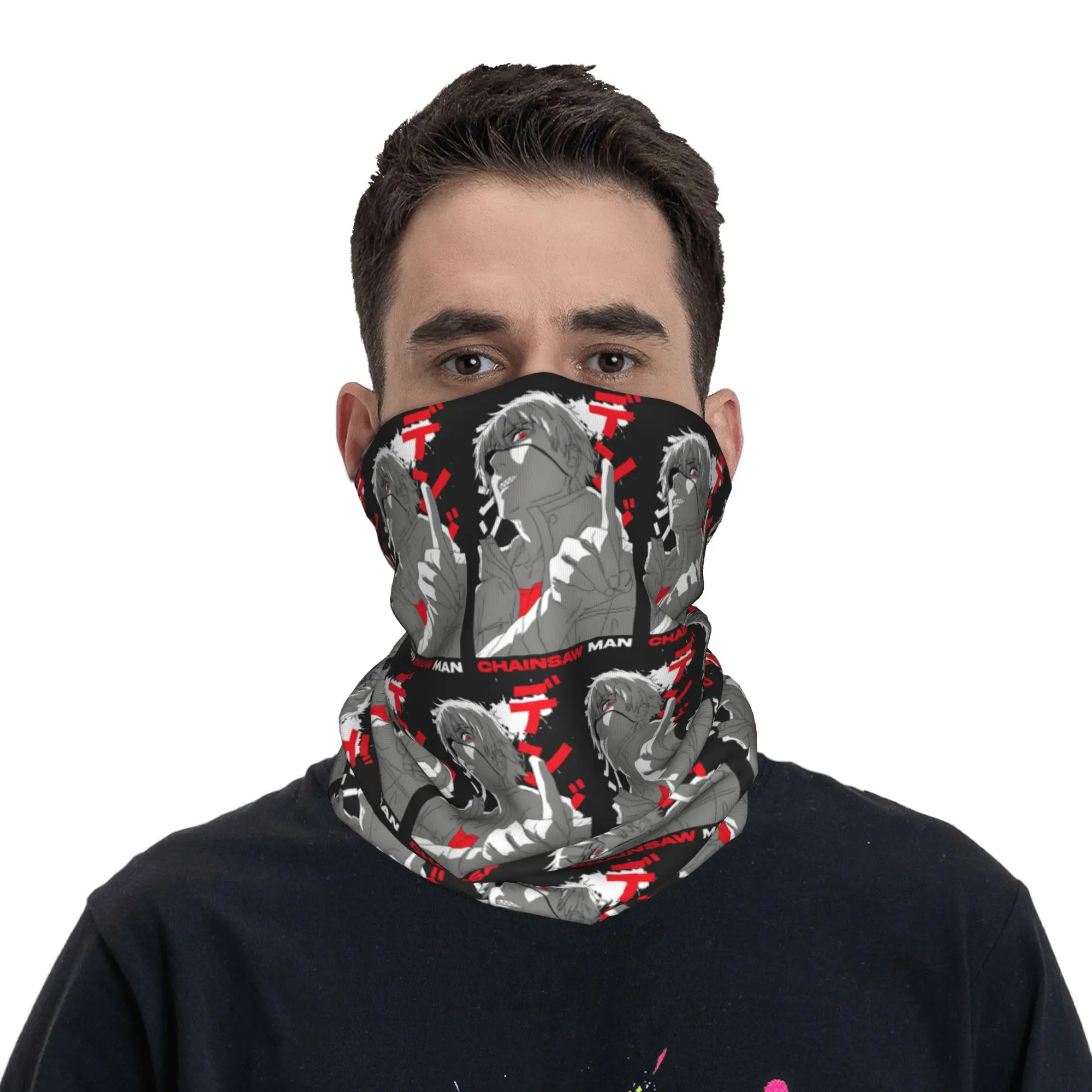 

Anime Chainsaw Man Devil Bandana Neck Cover Printed Wrap Scarf Warm Headwear Hiking Fishing For Men Women Adult Winter