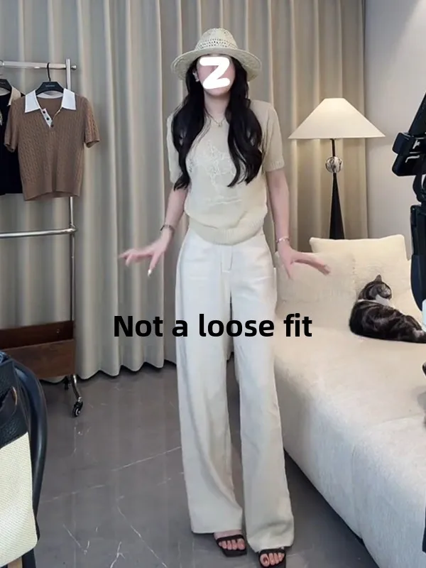 

Брюки с высокой талией и широкими штанинами, повседневные, свободного кроя, длинные, удобные, дышащие, прямого силуэта, в пол, универсальные, женские.