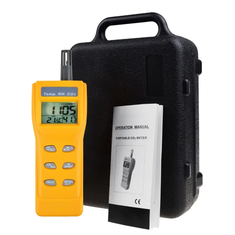 7755 Digital Handheld CO2 Gas Tester Carbon Dioxide Detector Measure Temp Humidity Equipped With Sound Alarm Reminder
