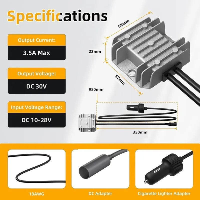 12V24V To 30V3.5A Power Converter 12V To 30V 9-28V To 30V3.5A Car Charger Cigarette Lighter