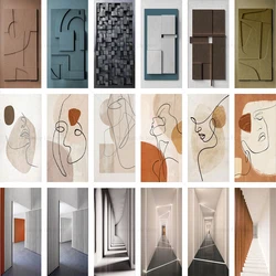 Space Door Sticker Geometric Figure Poster Vinyl PVC Waterproof Matte Film Line Wallpaper Decoration Self-adhesive Door Sticker