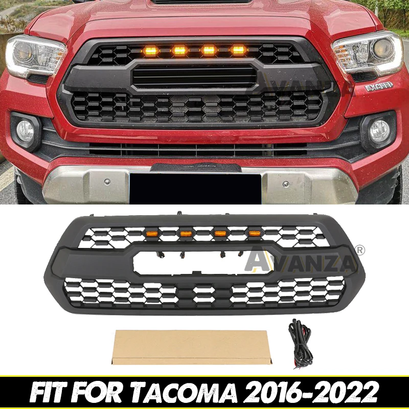 

Front Grill With LED Light Modification TRD Style Fits For 2016-2022 Toyota Tacoma Racing grill