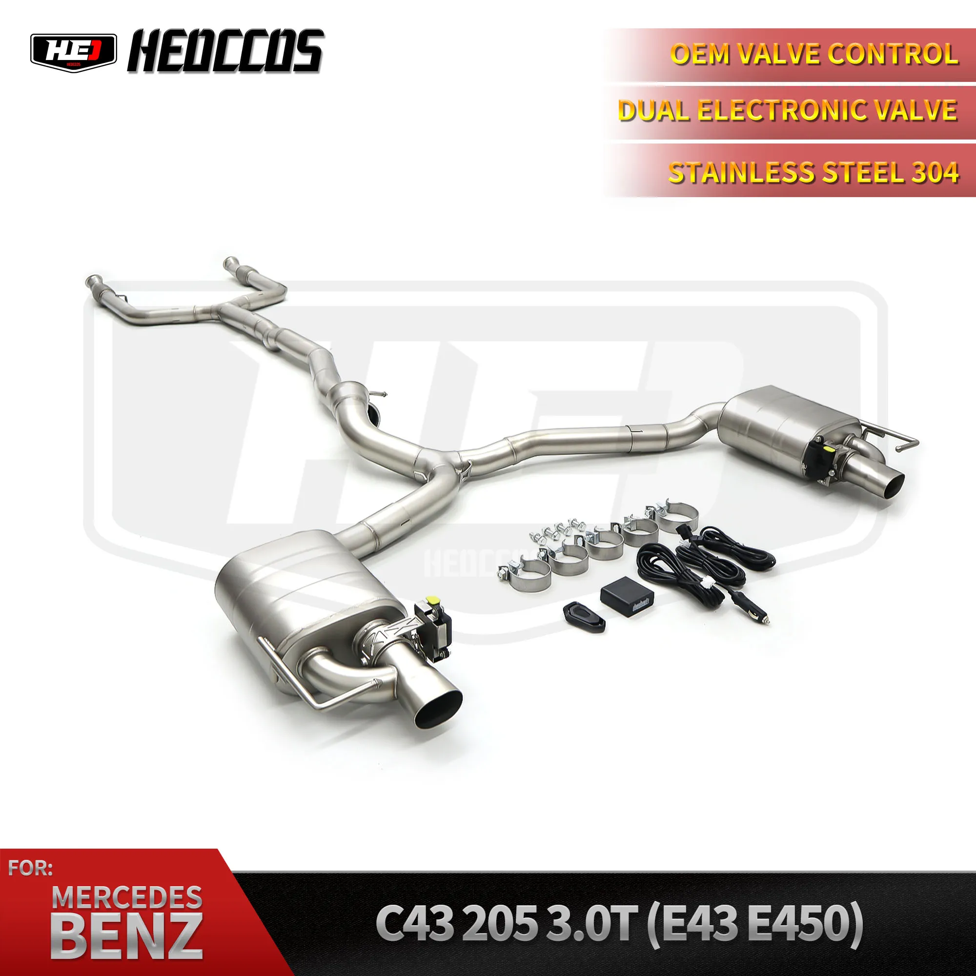 

HEO Hot-Sell Tuning Exhausted System Catback for Mercedes Benz W205 C43 E43 AMG 3.0T 304SS Valve Muffler Remote Control Exhaust