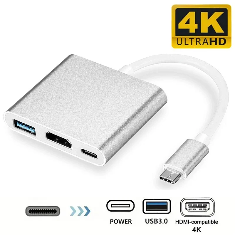 �y�Z�[�����z3 in 1 4K Type-C to HDMI�Ή� USB 3.0 Type-C�A�_�v�^�[ USB-C�P�[�u���R���o�[�^�[ Thunderbolt 3�Ή� HDTV�ϊ��A�_�v�^�[�P�[�u��