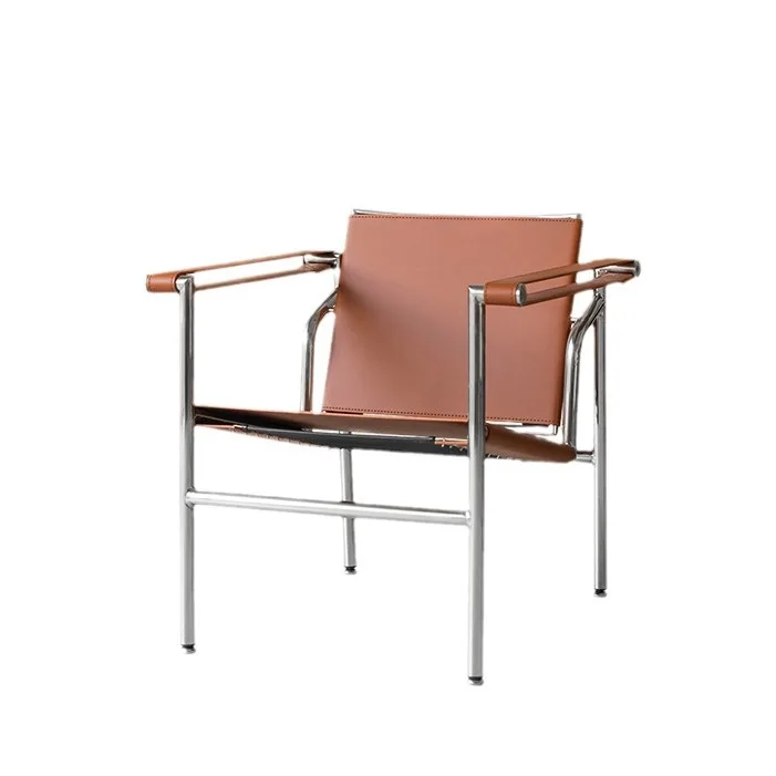 

*dNordic Contemporary Style Stainless Steel Tube Foldable Durable Eco-friendly Portable Leisure Dining Chair Leather Upholstery&