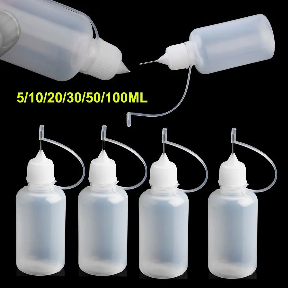 Botella de pegamento con punta de aguja, botella de plástico para apretar, aplicador de pegamento, papel de álbum de recortes DIY, herramienta de artesanía, Vial rellenable, 5 unids/set
