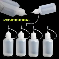 5pcs/set Needle Tip Glue Bottle Squeeze Plastic Bottle Glue Applicator Bottle DIY Scrapbooking Paper Craft Tool Refillable Vial