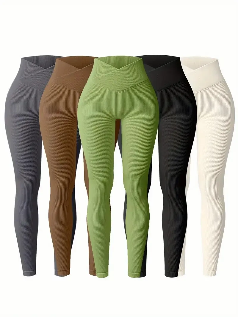 Women's Seamless High Waist Sports Fashion Casual Solid Color Soft Thread Version Trousers Sports Pants Yoga Pants Leggings