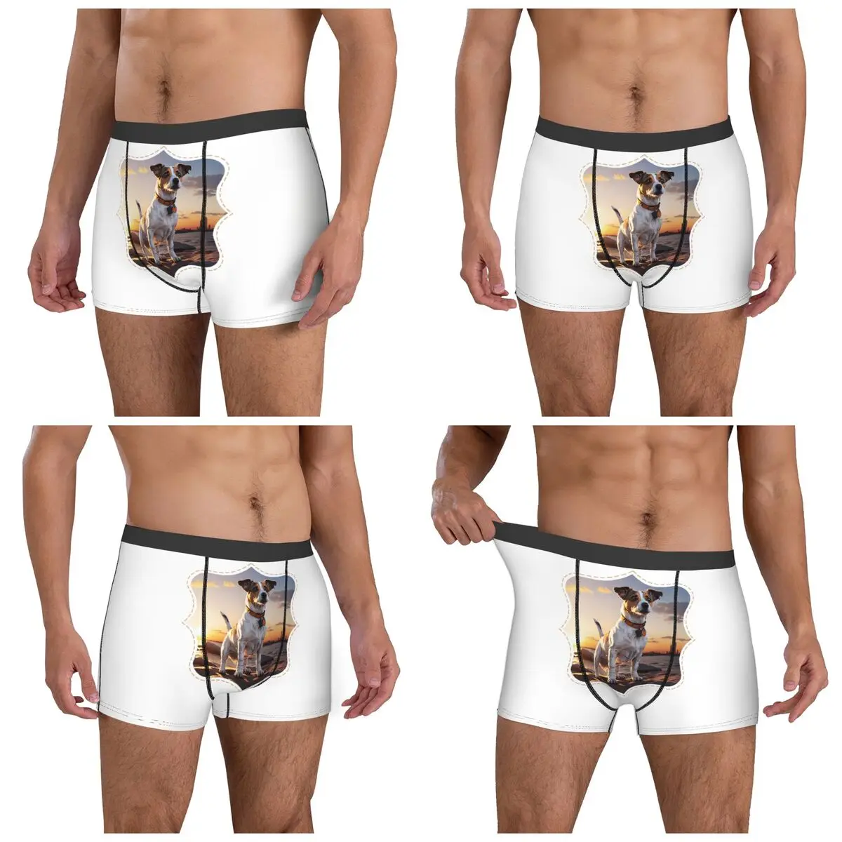 الملاكم السروال السراويل جاك راسل الكلب في غروب الشمس سراويل الذكور ملابس داخلية جيدة التهوية ل أوم رجل صديقها هدية