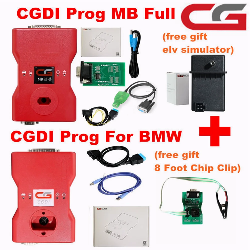 Original CGDI MB BMW Prog for Benz Auto Key Programmer Support All Key Lost+Add Key Fast+Calculate Password With AC ELV Adapter